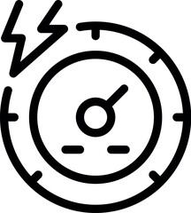 Poster - Line art icon of an electric meter measuring energy consumption, with a lightning bolt symbolizing electricity