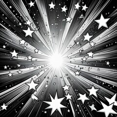 Wall Mural - Monochrome cartoon blast with star patterns ideal for comics and artwork.