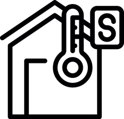 Poster - Line icon representing a house with a thermometer showing high temperature and the letter s for summer season