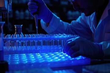 Aufkleber - A scientist is conducting an experiment using a pipette in a laboratory setting