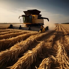 Canvas Print - combine harvester on field