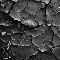 Poster - A worn-out, cracked wall in black and white
