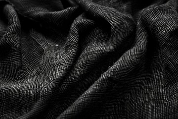 Poster - A high-angle view of a black fabric with intricate details visible