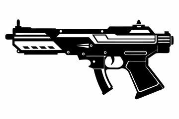 Latest Gun silhouette vector illustration, powerful weapons