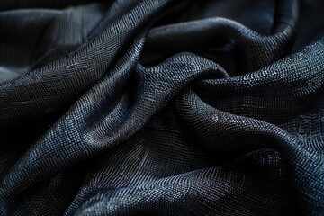 Poster - A close-up shot of a piece of blue fabric against a black background
