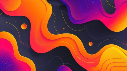 Sticker - Colorful abstract waves with vivid gradient hues of orange, yellow, pink, and purple on a dark background.