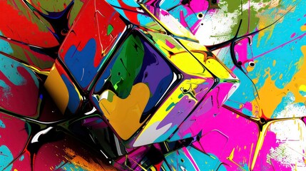 Poster - Abstract art with bright colors and a futuristic design.