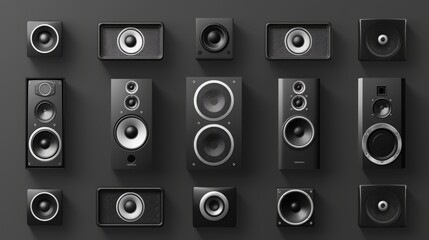 Poster - A row of microphones and speakers mounted on a wall, ready for use in a conference or meeting setting