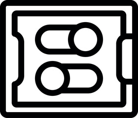 Poster - Line icon of a smartphone with a square display showing two on and off switch buttons