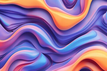 Poster - Vibrant abstract waves in orange, purple, and blue hues, creating a surreal and dynamic visual effect.