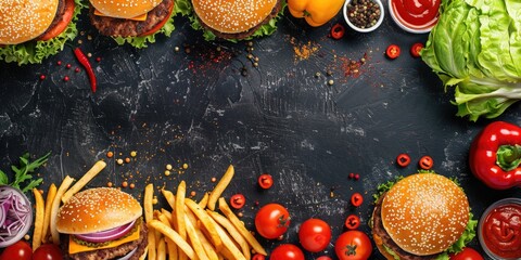 Poster - A plate of hamburgers and french fries ready to be served