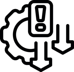 Poster - Simple vector showing the concept of a system failure with a gear and two down arrows