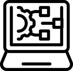 Poster - Simple icon of a laptop displaying project management software, perfect for illustrating project planning and execution