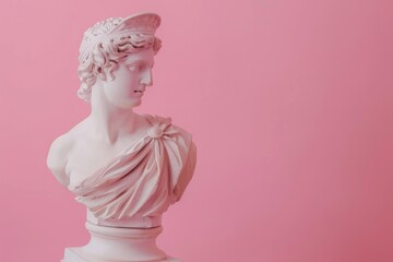 Poster - A statue of a woman wearing a hat