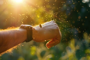 Poster - A close-up shot of a person's hand with a watch on it, suitable for use in articles about time management or accessories