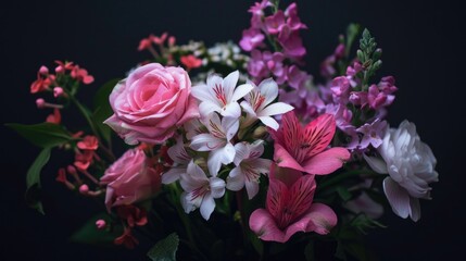 Aufkleber - A decorative vase filled with pink and white flowers, perfect for home decor or special occasions