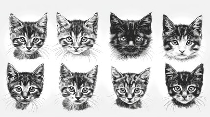 Aufkleber - A group of adorable kittens with unique eye colors