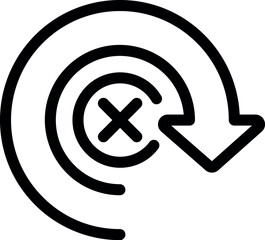 Sticker - Circular arrow pointing down with cross mark inside symbolizing an unsuccessful download