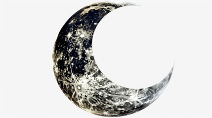 Poster - A simple illustration of a black crescent shape sitting on a white background