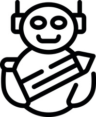 Poster - friendly chatbot holding a pencil, symbolizing its ability to generate creative text formats, like p