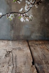 Aufkleber - A simple wooden table with a beautiful vase filled with fresh flowers
