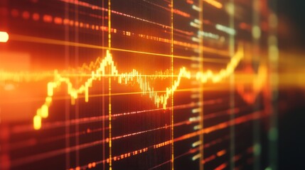 Poster - Close-up of a digital screen displaying a gold price chart with fluctuating lines and data points, reflecting market trends