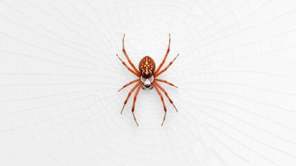 Intricate Spider Web with Spider in Center on White Background