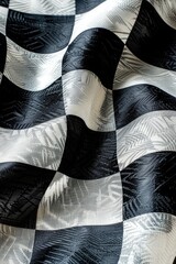 Poster - Close-up shot of textured black and white checkered fabric