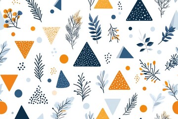 Poster - Decorative pattern in pastel colors with geometric shapes and botanical elements