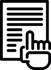 Poster - Hand is pointing its index at a document, representing the concept of reading