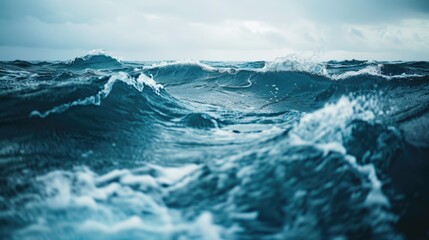 Poster - Large waves on the ocean surface, suitable for use in outdoor or nautical-themed contexts
