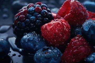 Poster - A selection of fresh berries in a colorful bowl, perfect for snacking or decorating
