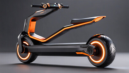 Futuristic Electric Scooter with Neon Orange Accents