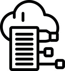 Poster - Bold icon representing the concept of cloud computing, showing data being securely stored and accessed by multiple devices