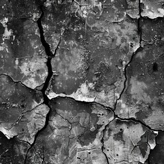 Poster - A close-up shot of a cracked wall in monochrome tones