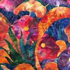 Poster - Colorful floral quilt design