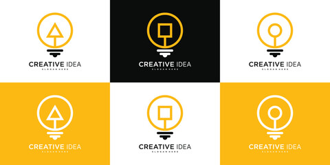 Poster - Smart bulb logo design abstrack with syimbol geometric. Premium Vector