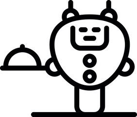 Poster - Robot waiter is holding a cloche, ready to serve a meal