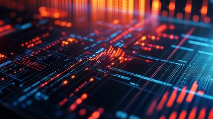 Fototapete - Close-up of a signal processing interface displaying electrical waveforms with various frequencies