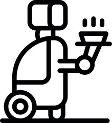 Poster - Simple outline food delivery robot holding hot meal tray icon for ui and ux, website or mobile application