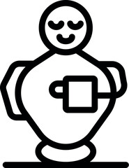 Wall Mural - Line icon of a robot holding a coffee cup, suggesting a break from work