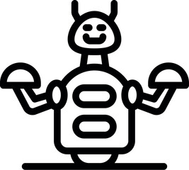 Poster - Simple outline icon of a robot waiter holding trays, perfect for projects related to robotics, technology, and the future of dining
