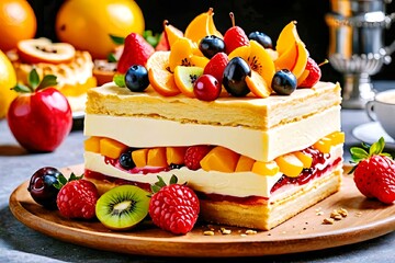 Delicious Fruit Cake with Cream Cheese Frosting.