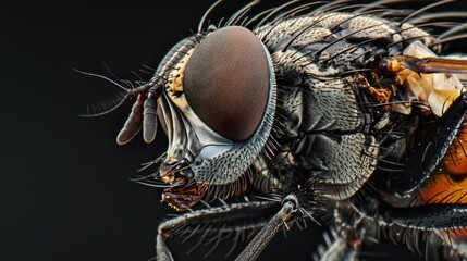 Canvas Print - A close-up view of a fly's face with detailed features