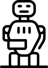 Poster - Simple robot holding a box, potentially delivering a package, depicted in a clean outline style