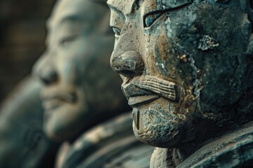 Poster - A detailed view of a male figurine with a serious expression, ideal for illustration purposes or as a decorative element