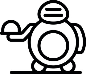 Sticker - Simple line icon of a robot holding a tray with food, representing automation in the food service industry