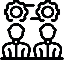 Poster - Two businessmen are sharing their thoughts and ideas, symbolized by gears, for a successful business strategy