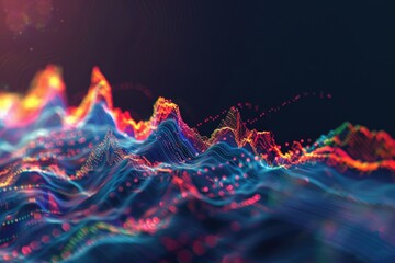 Poster - A computer-generated image of vibrant ocean waves