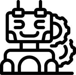 Poster - Friendly looking robot with a big smile and cogwheels, symbolizing artificial intelligence